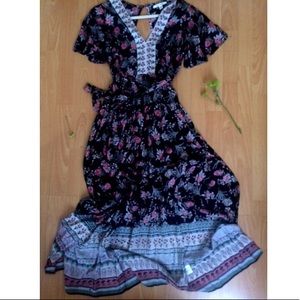 🚫❌SOLD‼️❌Feminine Flutter Sleeve Maxi Romper